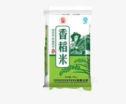 绿色稻子图案香稻米袋装米图素材