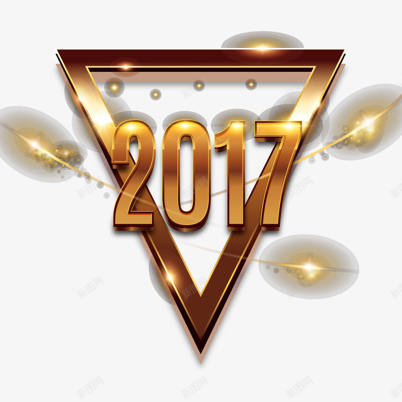 2017跨年艺术字png免抠素材_88icon https://88icon.com 2017 三角符号 字体设计 新年 艺术字 金色