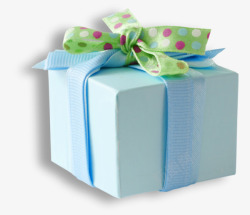 圆点绿色蝴蝶结丝带礼物盒子素材