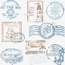出国邮票复古邮票矢量图高清图片