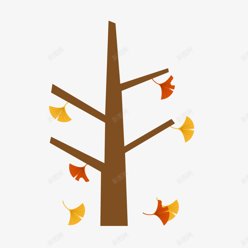 卡通棕色的树干装饰png免抠素材_88icon https://88icon.com 免抠图 效果图 树叶 树干 植物 装饰图 装饰画