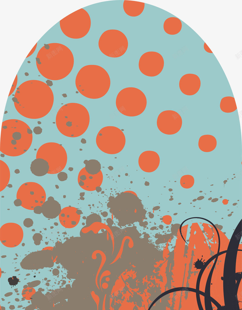 蓝色圆点滑板png免抠素材_88icon https://88icon.com 斑斓图案 椭圆图案 橙色圆圈 清新纹理 蓝色滑板 装饰图案