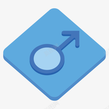蓝色圆角扁平化男性元素图标图标