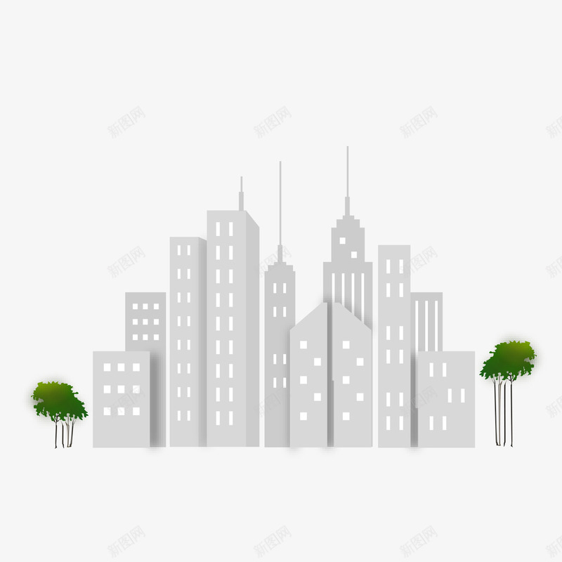 白色现代城市装饰png免抠素材_88icon https://88icon.com 写实 城市 城市建筑 大厦 实景素材 建筑 楼房 高楼 高楼剪影