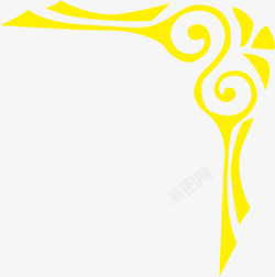 黄色中式花纹边框装饰素材