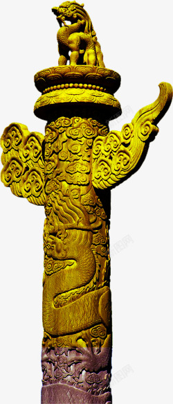 金色中式雕塑守卫素材
