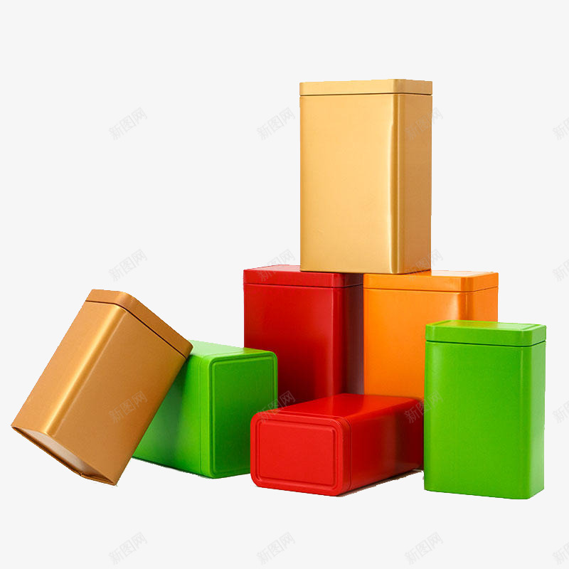 各种颜色铁罐子png免抠素材_88icon https://88icon.com 多款盒子 干果包装盒 空盒子 铁盒产品素材
