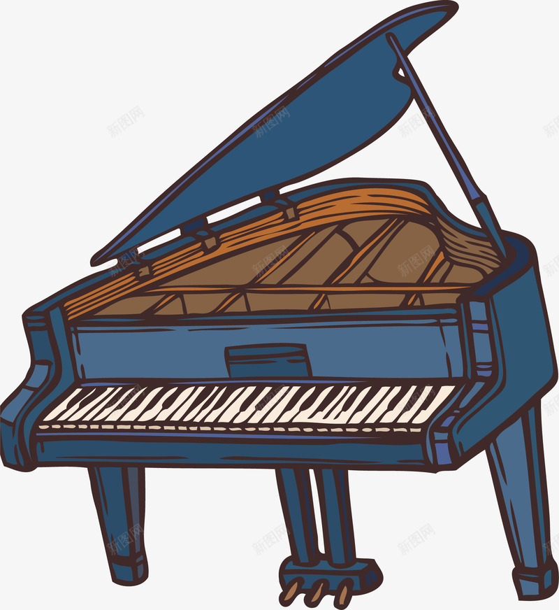 深蓝色三角钢琴png免抠素材_88icon https://88icon.com 夕阳乐器 矢量素材 艺术 艺考 钢琴