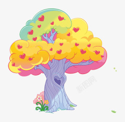 卡通手绘小清新插画装饰彩色的树素材