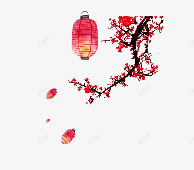 纸灯笼和梅花psd免抠素材_88icon https://88icon.com 喜庆 新年 梅花 灯笼 纸灯笼 节日