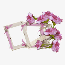 紫色创意合成花卉植物蝴蝶结白色的边框素材