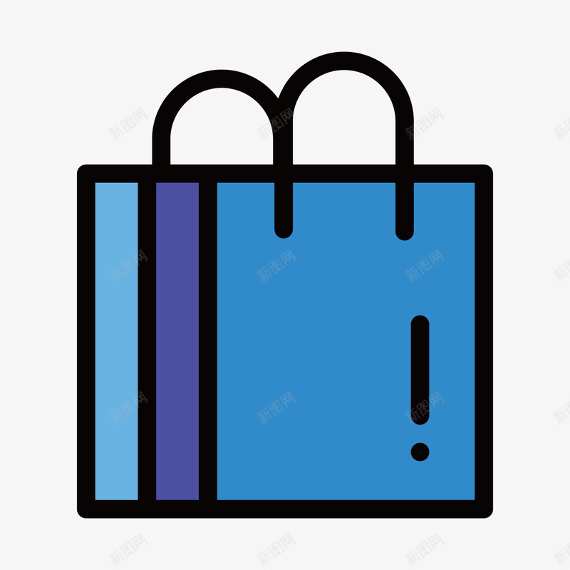 蓝色手绘线稿手提袋元素矢量图ai免抠素材_88icon https://88icon.com 包装 卡通插画 扁平化 手绘 方形 线稿 绳子 蓝色 矢量图