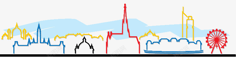 简约彩色城市线条剪影png免抠素材_88icon https://88icon.com 城市剪影 城市剪影矢量素材 城市建筑 城市建设 大厦 手绘 时尚 梦幻 都市