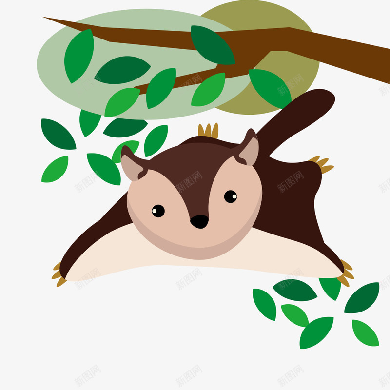 卡通版树下的小动物png免抠素材_88icon https://88icon.com 免抠图 小动物 效果图 树叶 树枝 装饰图 装饰画
