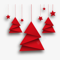 红色三角形创意圣诞树素材
