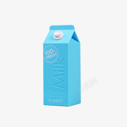一盒蓝色牛奶盒立体效果图素材