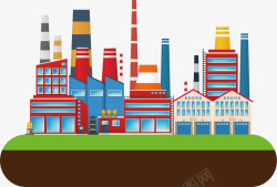绿色工厂现代化环保工厂模型矢量图高清图片