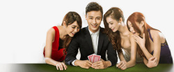 赌博扑克牌桌美女素材