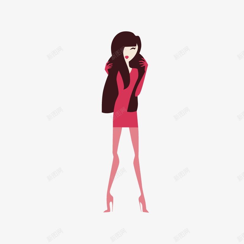 穿红色裙子的女人png免抠素材_88icon https://88icon.com 免抠图 卡通人物 围巾 女人 效果图 红色裙子 装饰图