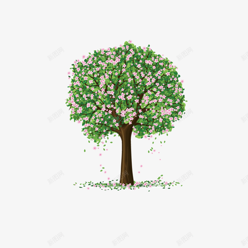 开满花朵的卡通树png免抠素材_88icon https://88icon.com 免抠图 卡通树 效果图 植物 花朵 装饰图 装饰画