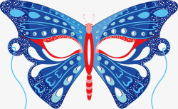 蓝色蝴蝶装饰面具元素素材
