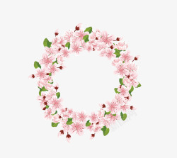 粉色桃花花环装饰素材