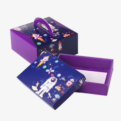 饼干盒包装外观紫色手绘蛋糕盒高清图片