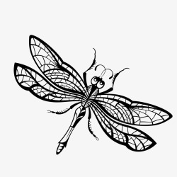 黑色手绘的蜻蜓昆虫素材