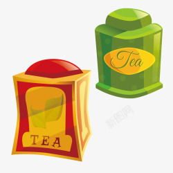 红茶和绿茶矢量图素材