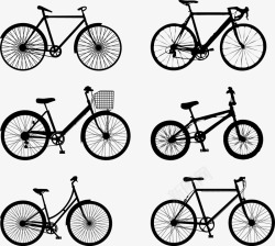 6款扁平风格自行车剪影矢量图素材