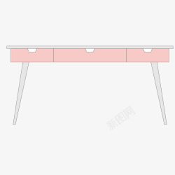 手绘粉色桌子简笔画素材