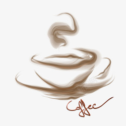 热气腾腾的咖啡手绘图素材