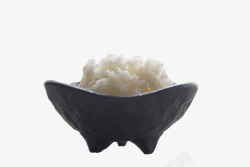黑色陶碗里的白色米饭素材