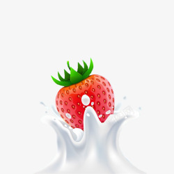 新鲜水彩草莓水果牛奶包装盒广告素材