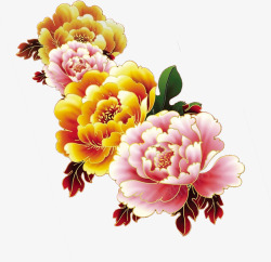 中式花朵牡丹花开素材