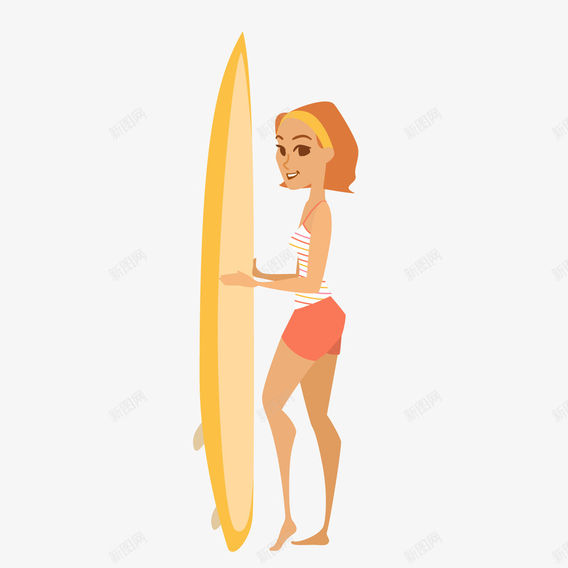 拿着冲浪板的美女矢量图ai免抠素材_88icon https://88icon.com 人物设计 冲浪板 划桨板 卡通 度假 海边 矢量图 美女