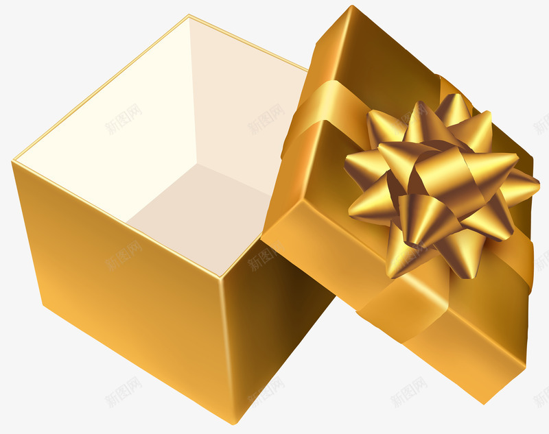 金色彩带礼物包装盒png免抠素材_88icon https://88icon.com png图片 包装盒 彩带 惊喜 礼物 祝福 节日 金色