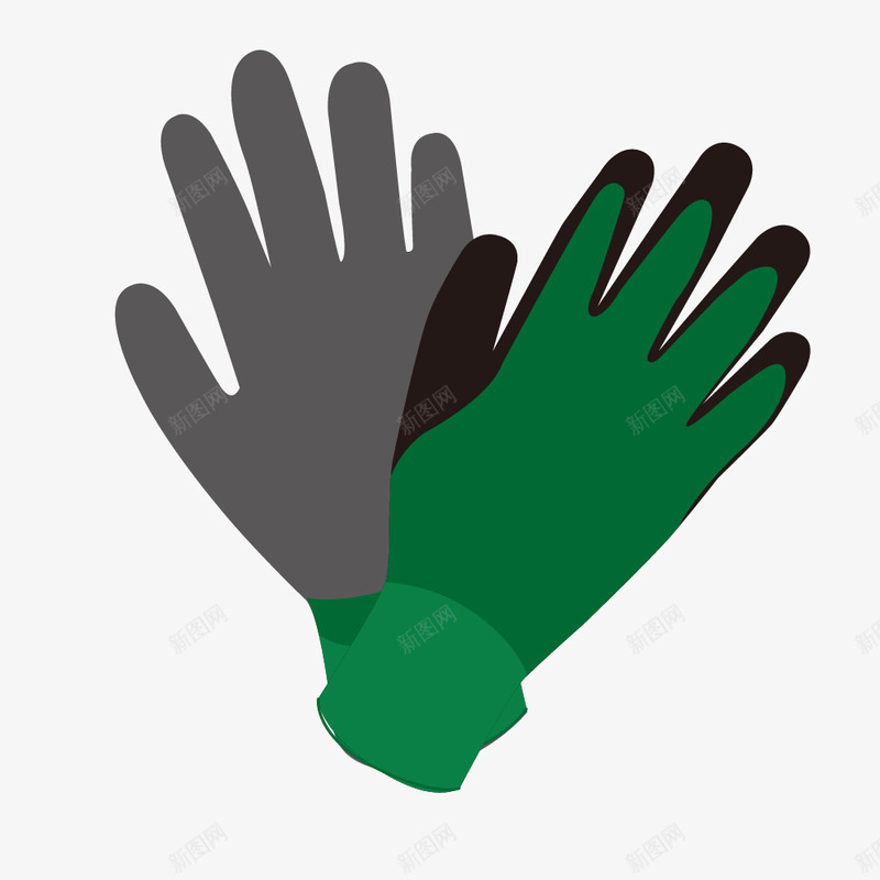 卡通版的手套装饰png免抠素材_88icon https://88icon.com 免抠图 手套 效果图 灰色手套 绿色手套 装饰图 装饰画