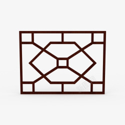 棕色菱形古典中式花窗素材