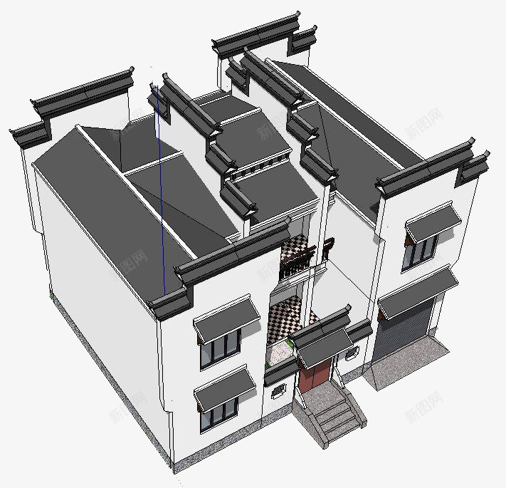 中式立体房屋图png免抠素材_88icon https://88icon.com 中式立体房屋图 别墅装修3D效果图 户型图