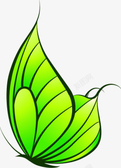 卡通手绘绿色蝴蝶翅膀效果图素材
