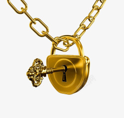 黄金复古钥匙锁素材