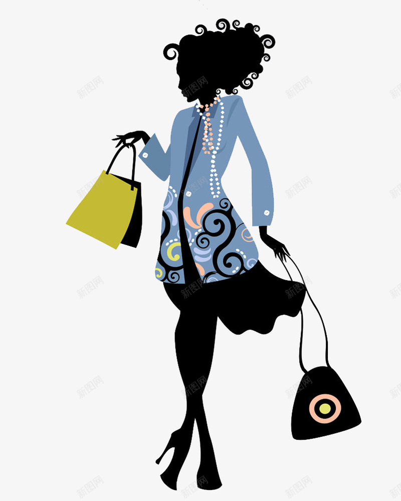 购物的美女png免抠素材_88icon https://88icon.com 买东西 剪影 包包 女人 女孩 女性背影 美女 背影 蓝色 购物 黑色