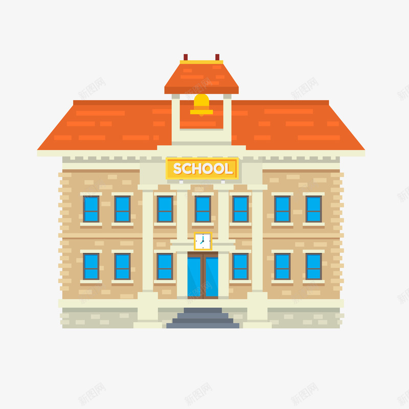 创意校园教学楼矢量图ai免抠素材_88icon https://88icon.com 一栋教学楼 卡通 天猫校园季 学校 建筑物 教学楼 矢量图