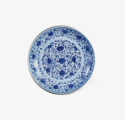 古代陶瓷盘子精致缠枝莲纹高清图片