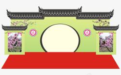 中式拱门手绘素材
