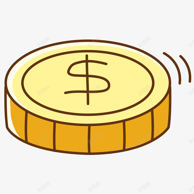 黄色手绘的金币效果图png免抠素材_88icon https://88icon.com 卡通手绘 手绘金币 符号 装饰图 金币 金钱符号 黄色