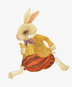素描梦幻奔跑的兔子素材