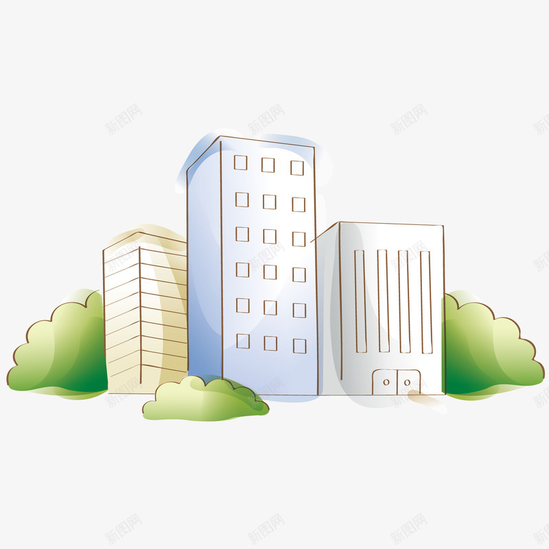 卡通手绘建筑矢量图ai免抠素材_88icon https://88icon.com 城市建筑 矢量建筑 高楼大厦 矢量图