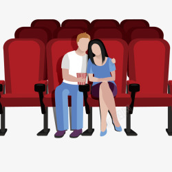 矢量情侣座椅情侣看电影场景高清图片